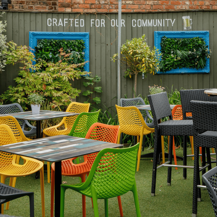 Outdoor beer garden in your local area