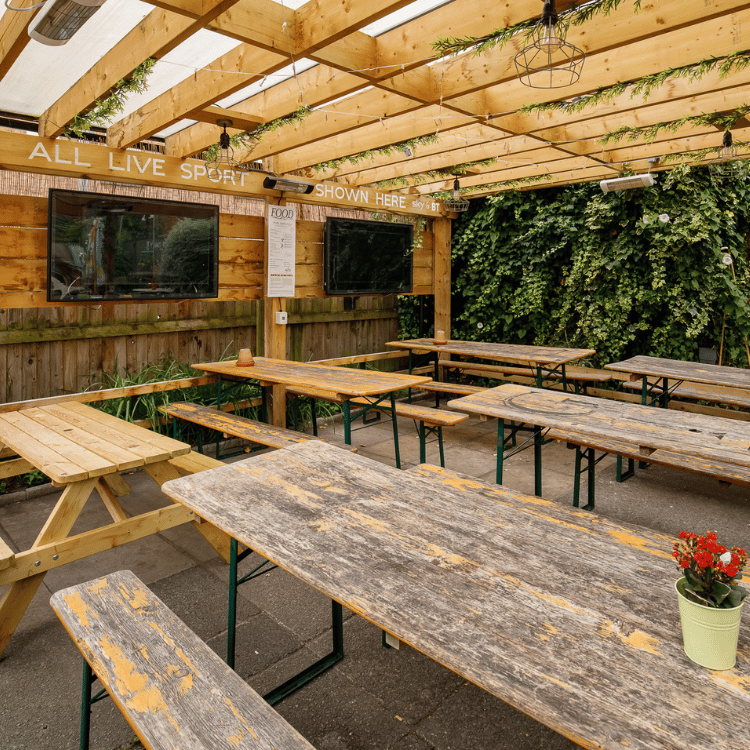 Outdoor beer garden in your local area
