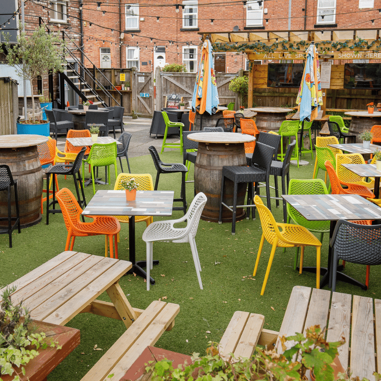 Outdoor beer garden in your local area