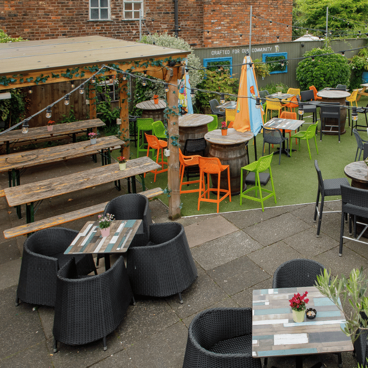 Outdoor beer garden in your local area