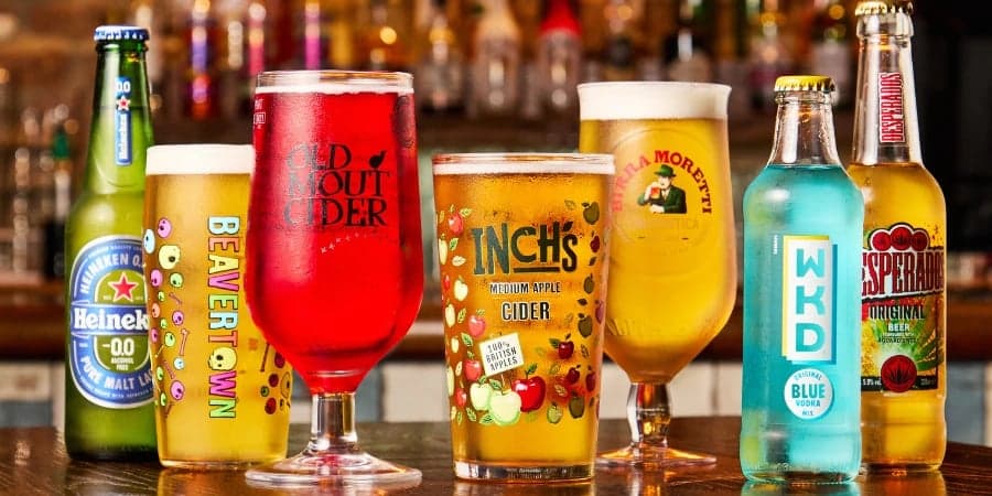 Selection of pints and bottles