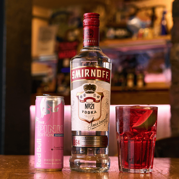Vodka and pink red bull