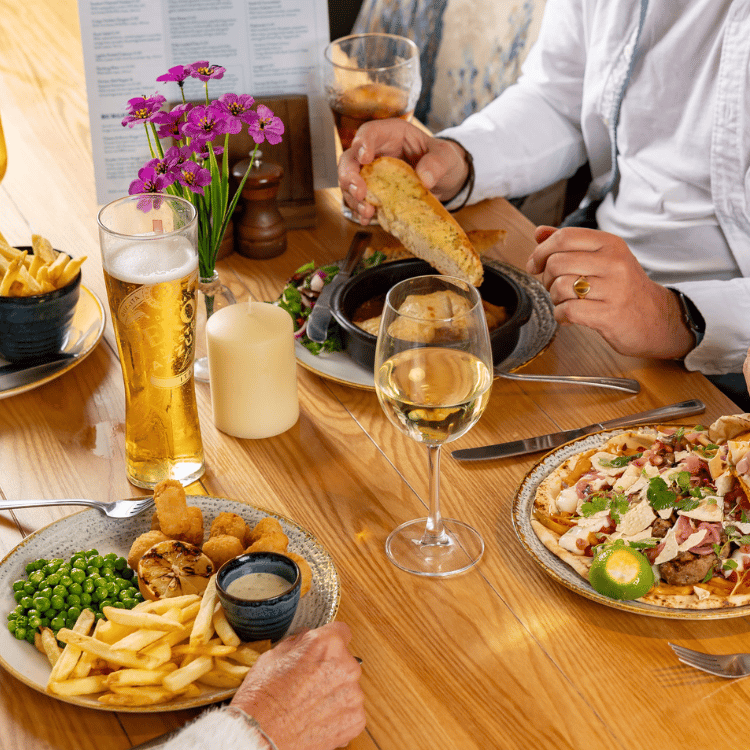 Delicious food in a beer garden in your local area
