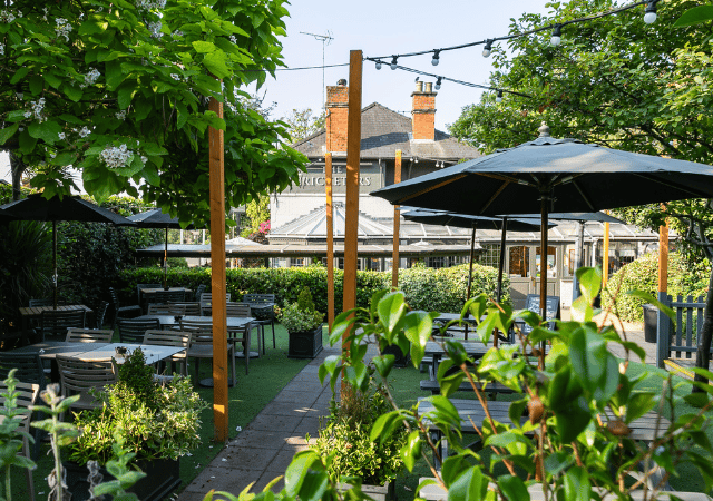 Beer garden at The Cricketers