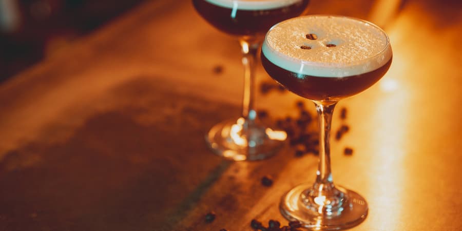 Two espresso martini cocktails
