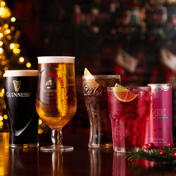 Guinness, Birra Moretti, Coca-Cola & Red Bull