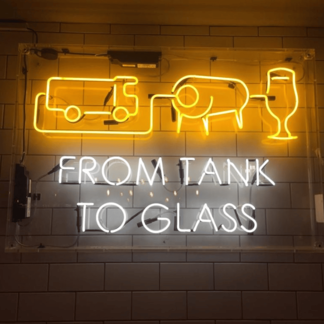 Neon Sign 'From Tank to Glass'