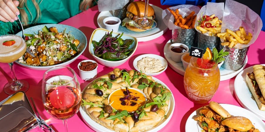 Mix of mains and small bites with cocktails