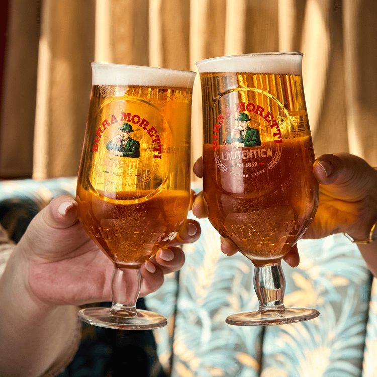 Toasting Birra Moretti at Slug & Lettuce