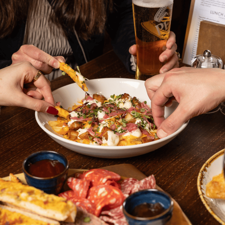 Sharing loaded fries