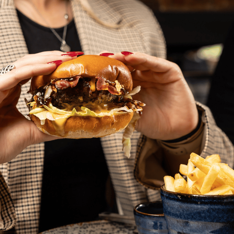 Burger in Beer Garden at Pubsmiths