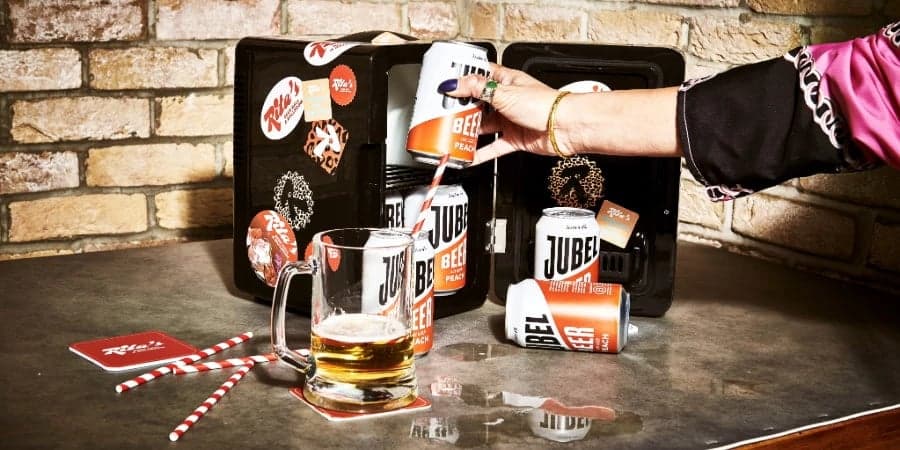 Jubel Peach Beer Sharer Mini Fridge at Rita's