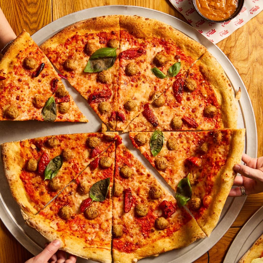Rita's Vodka Meatball Pizza