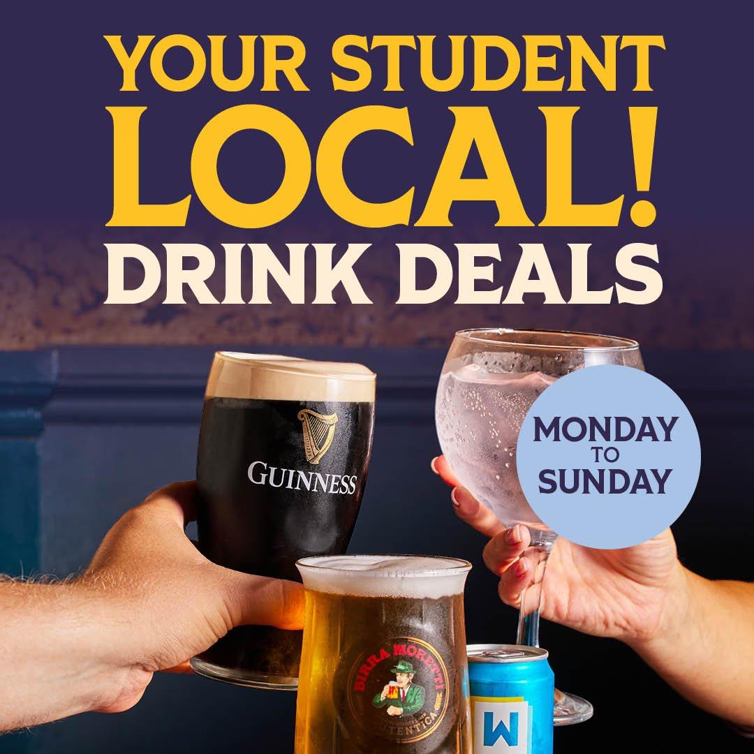 Student drink deals available Great Local Pubs