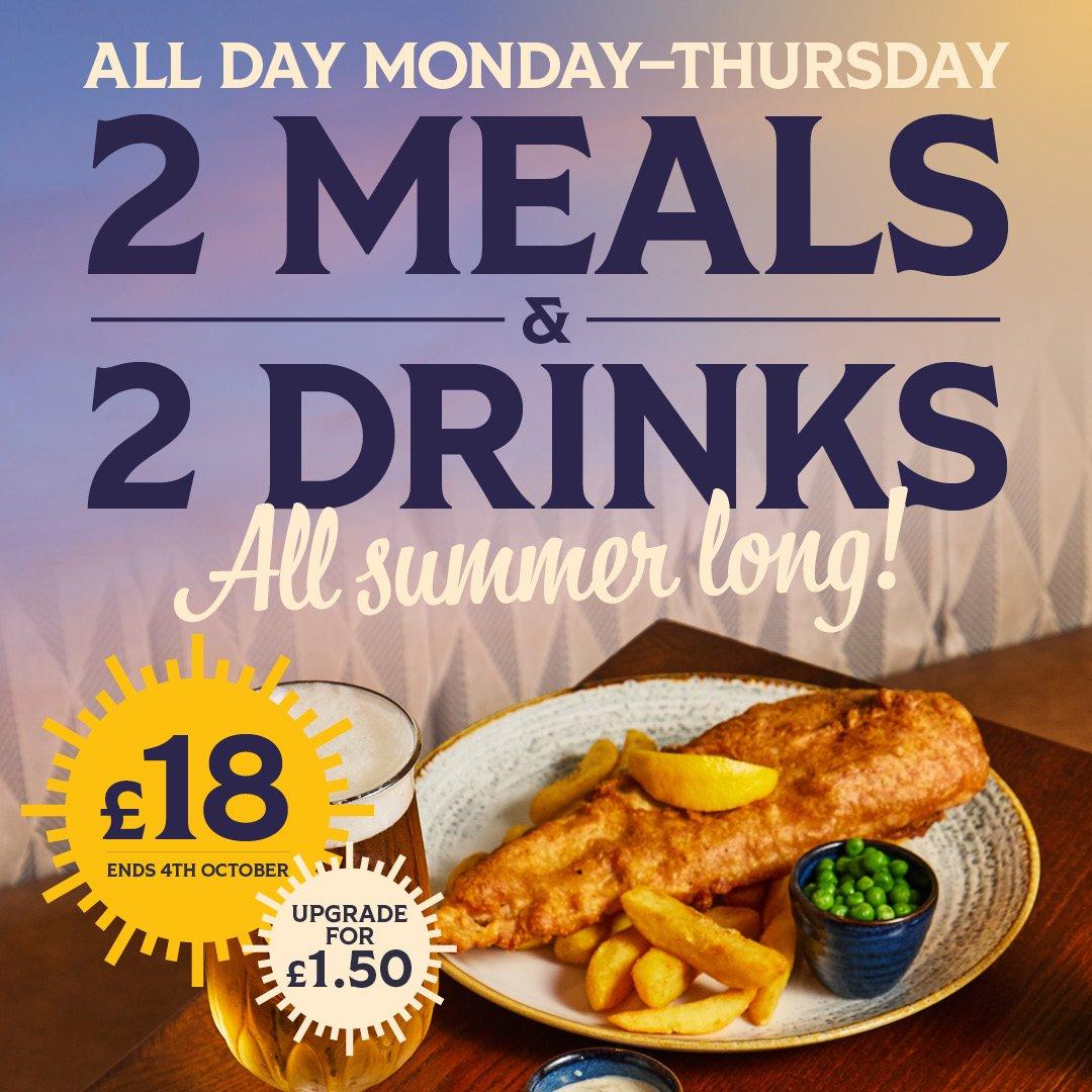 2 Meals & 2 Drinks for £18 Offer