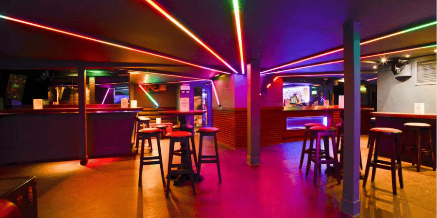 LA Club Interior with Neon Lights