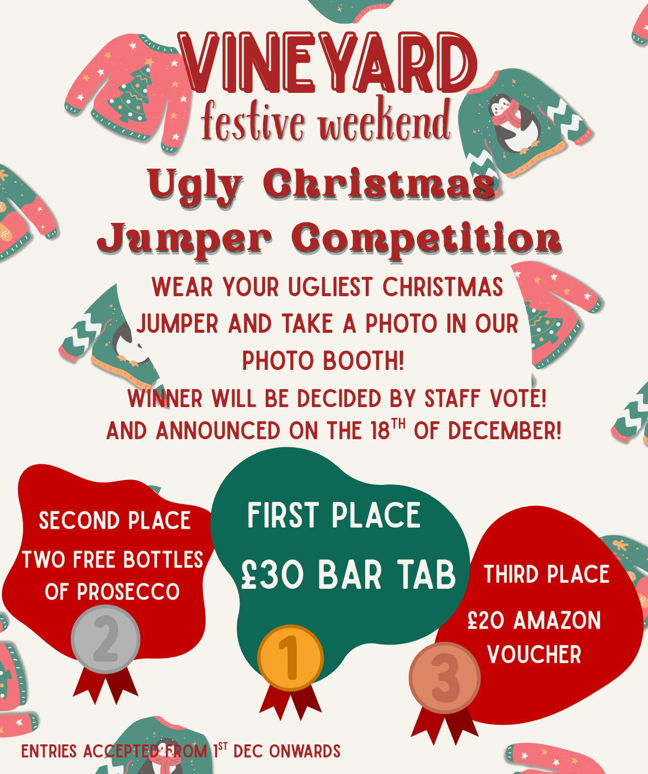 Ugly Christmas Jumper Competition | Vineyard Islington London
