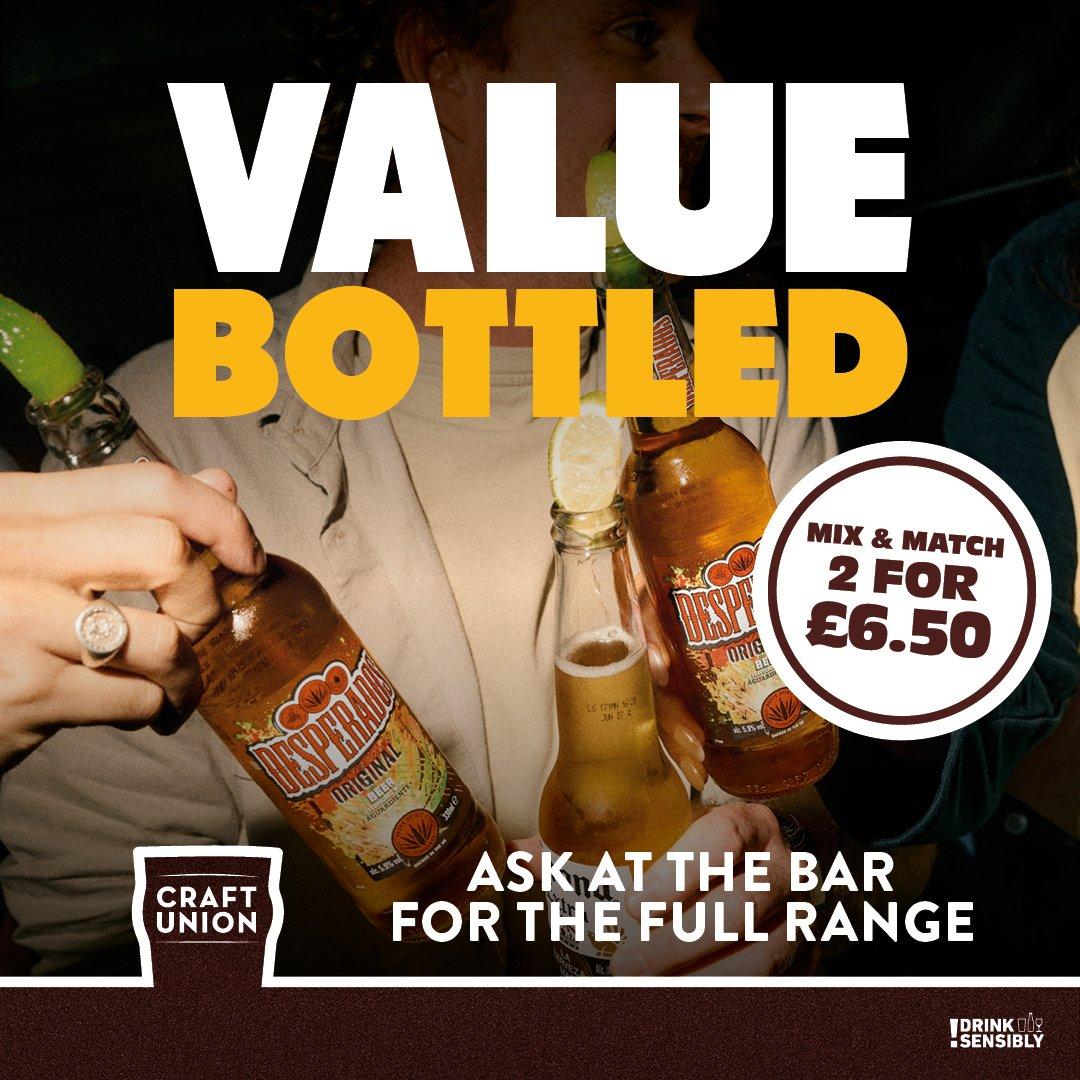 2 for 6.50 bottled lager