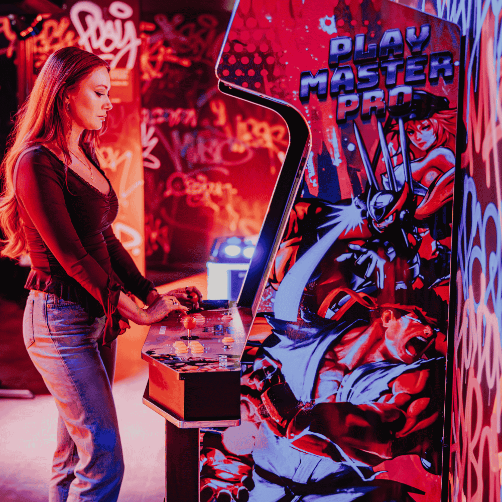 Customer playing arcade games at PLAYBOX in Croydon