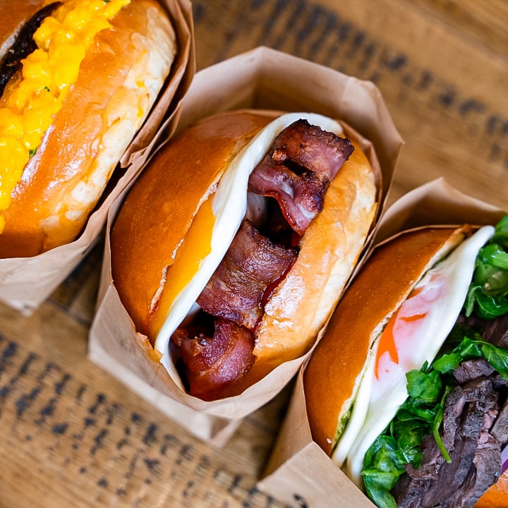 A selection of sandwiches from Eggslut at Boxhall in Liverpool Street