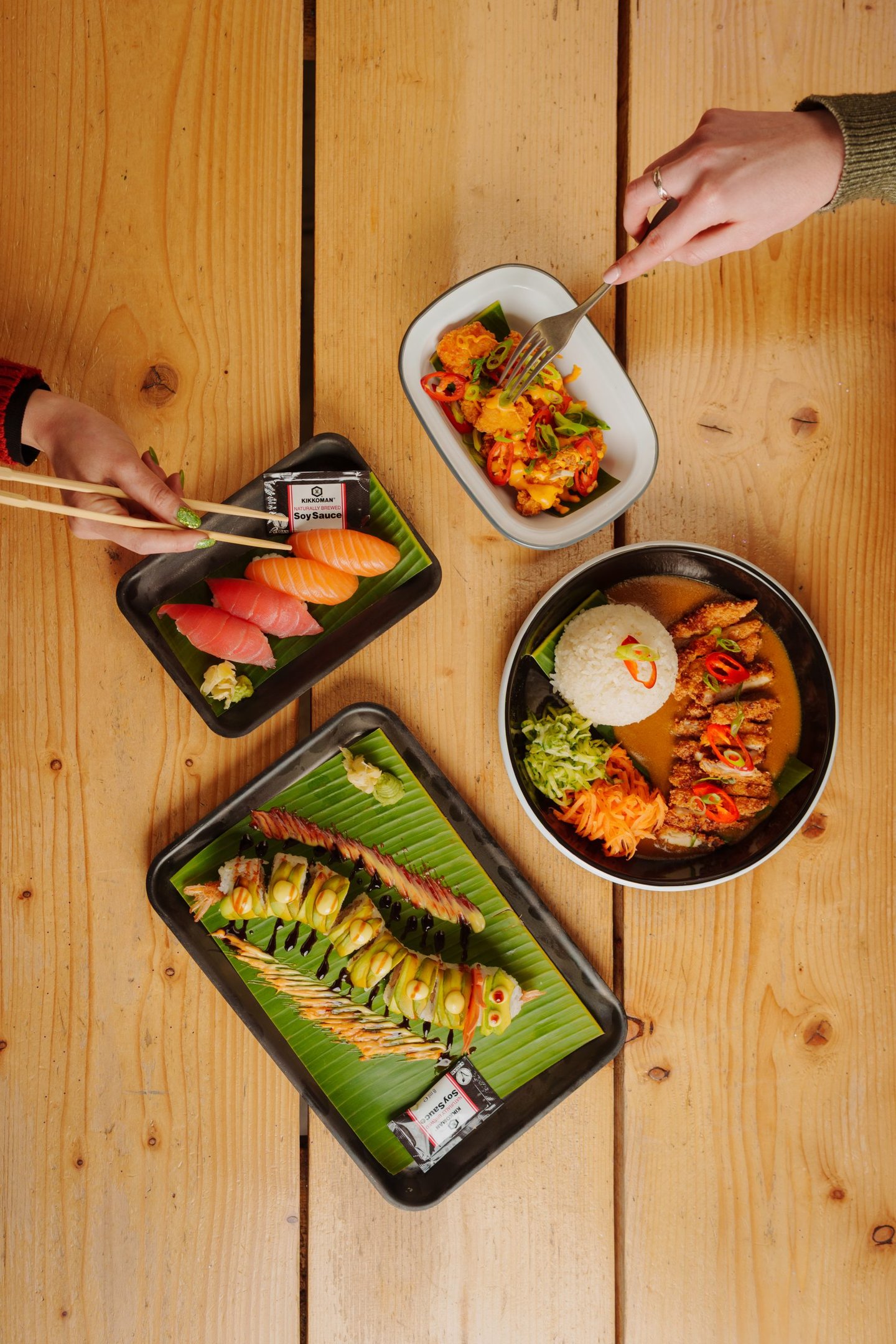 A selection of Asian food from Inamo Sukoshi at Boxhall in Liverpool Street