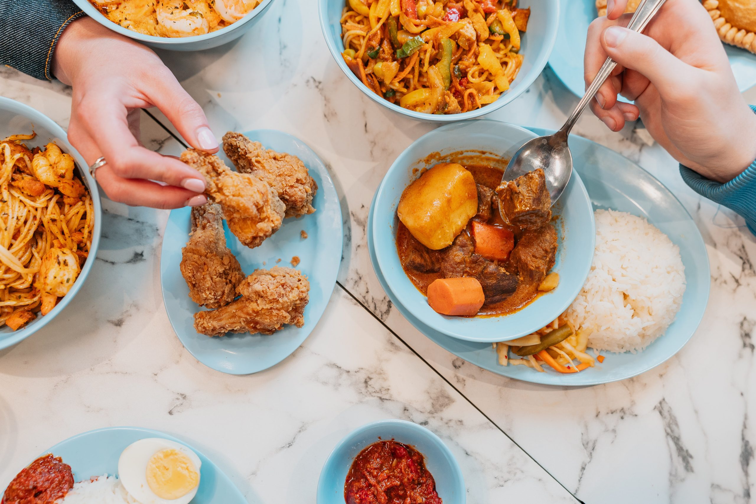 A selection of food from Old Chang Kee in BOXHALL Liverpool Street