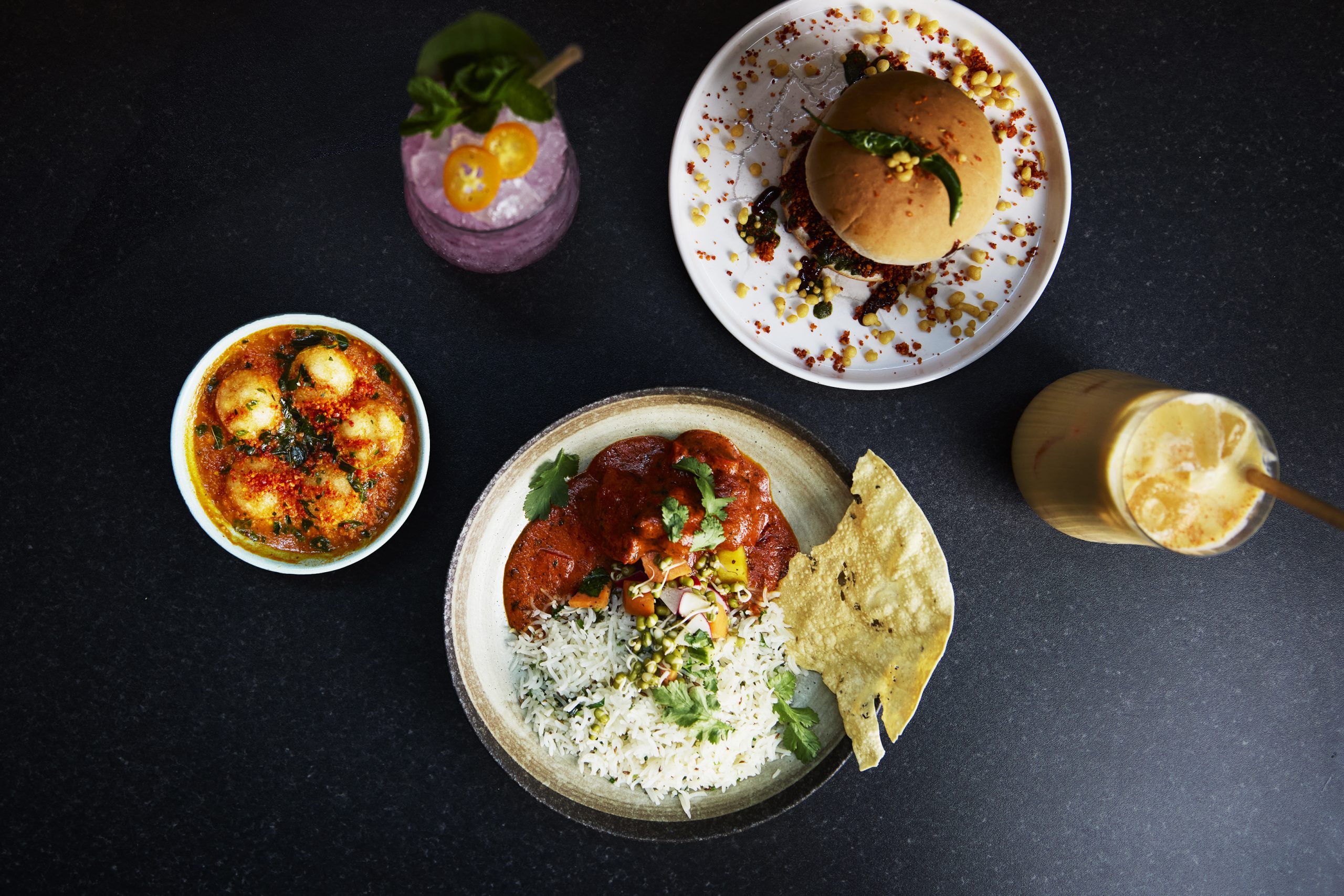 A selection of dishes from Farzi at Boxhall in Liverpool Street