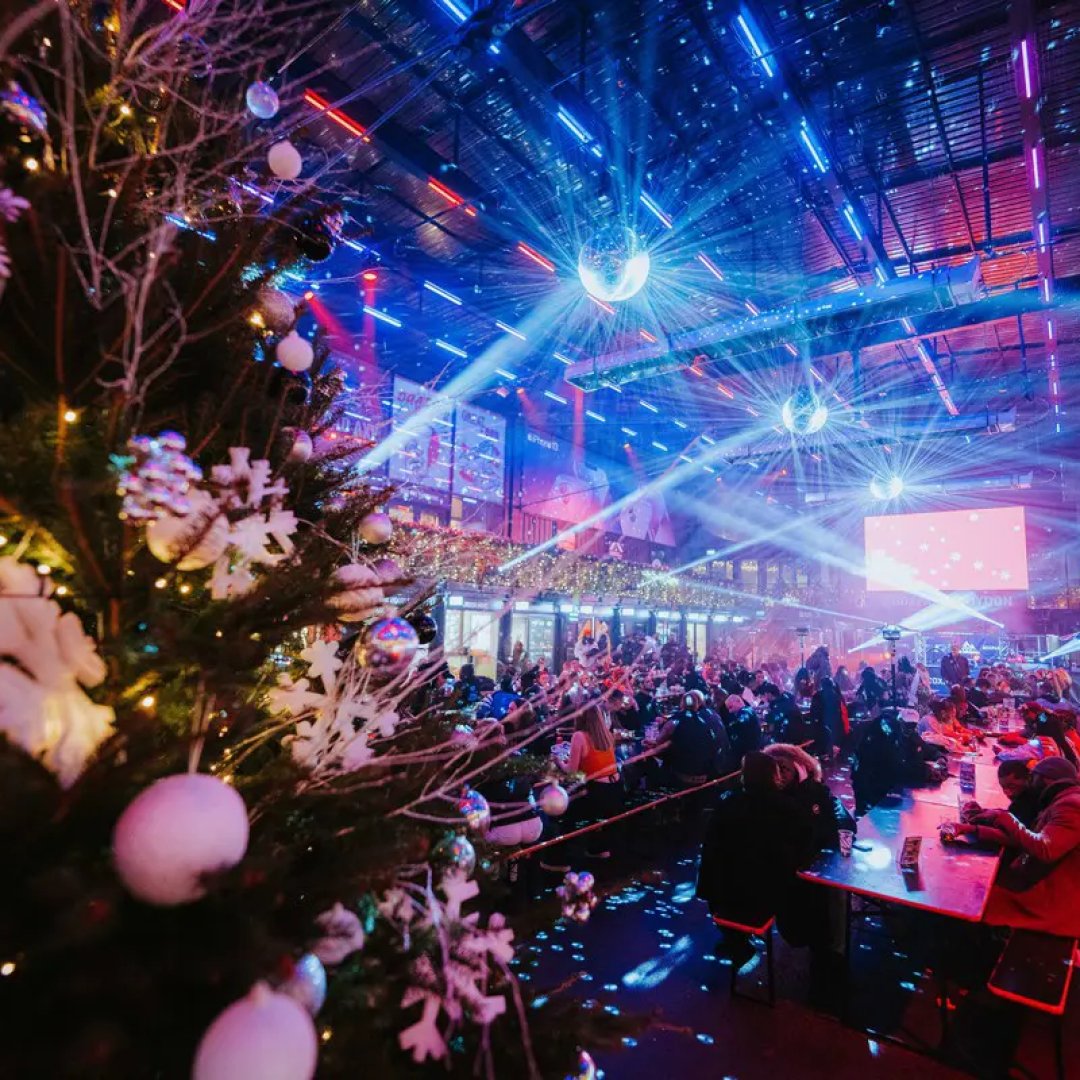 Boxpark decorated for Christmas