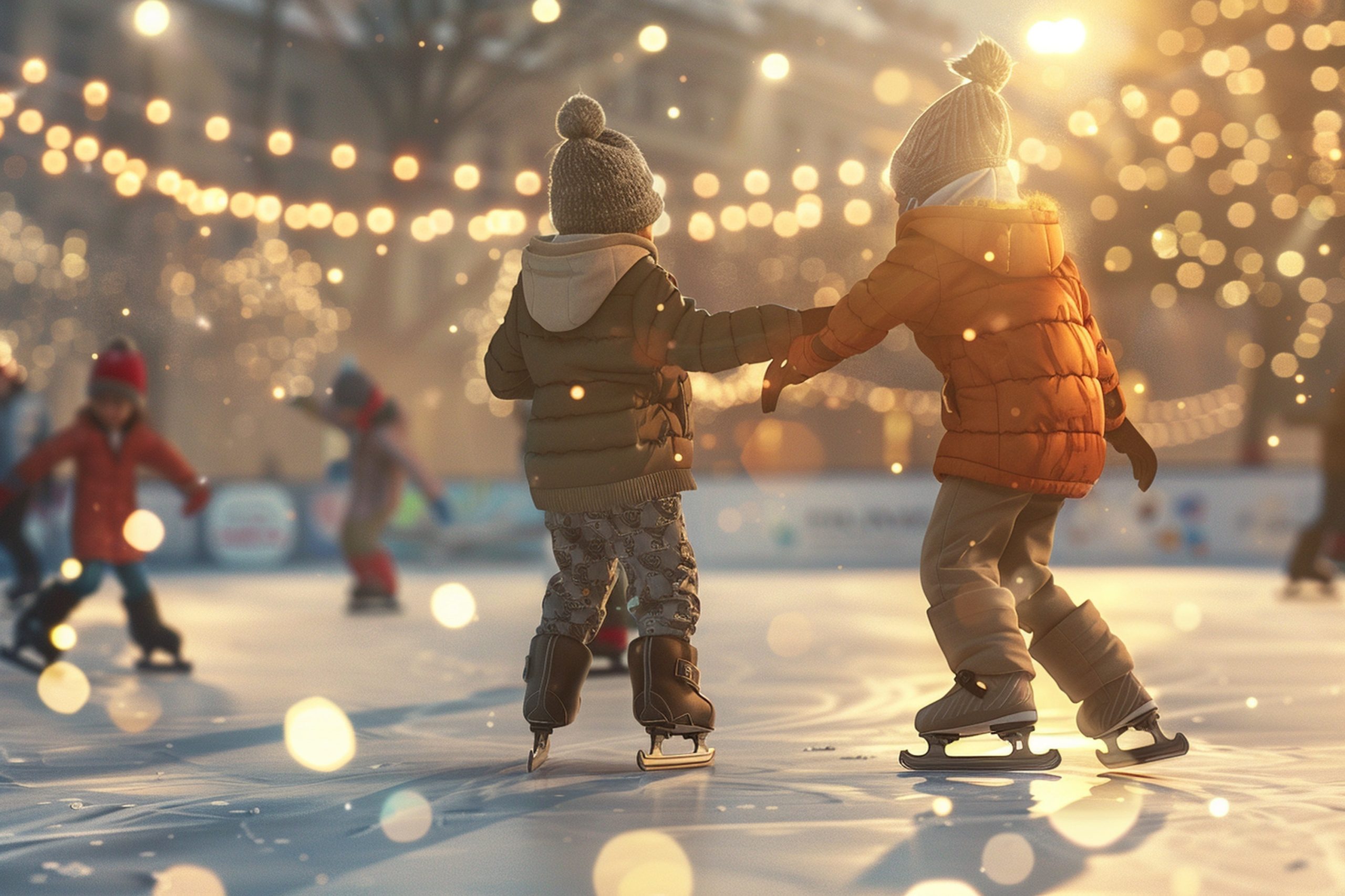 Children ice skating at Boxpark Liverpool