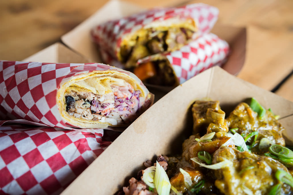 A selection of food from Dub Pan at Boxpark Shoreditch