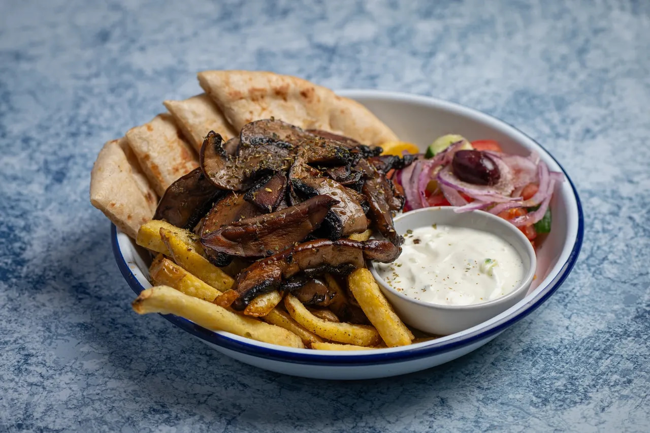 A mediterranean dish from Greekos Gyros in Boxpark Shoreditch