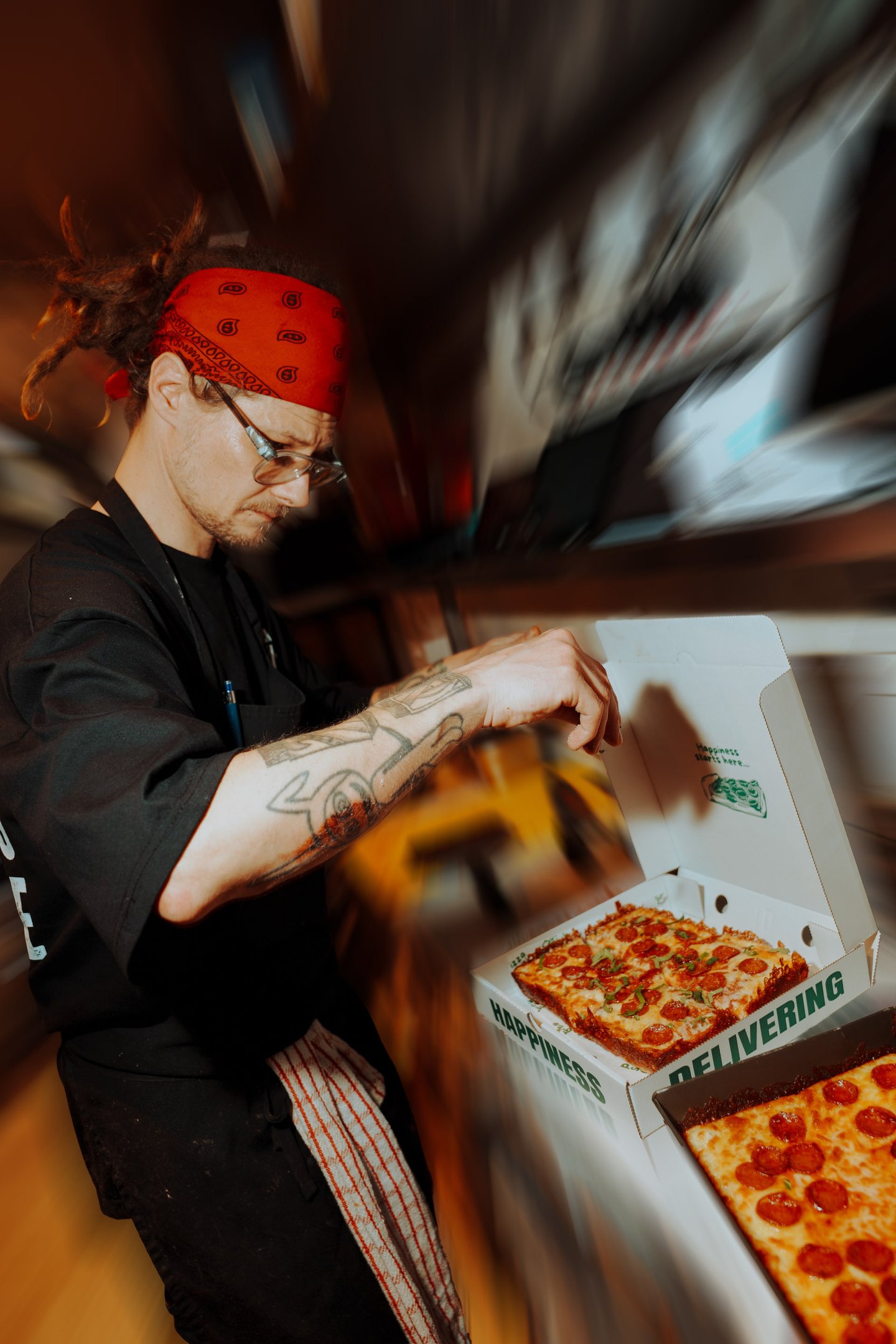 Chef cooking at Pizza Social Club at BOXPARK Shoreditch