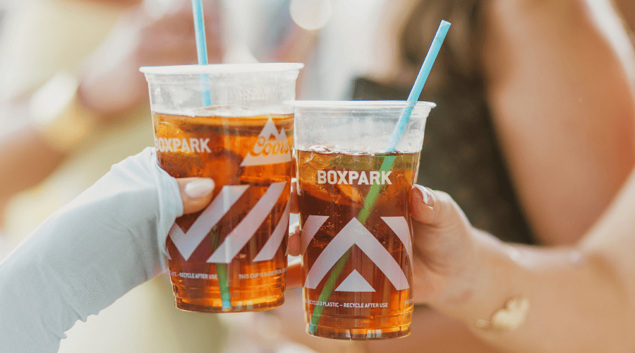 Guests drinking at the BOXPARK pop up at Aintree