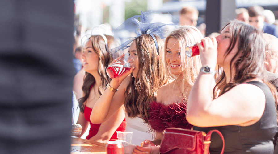 Guests drinking at the BOXPARK pop up at Aintree