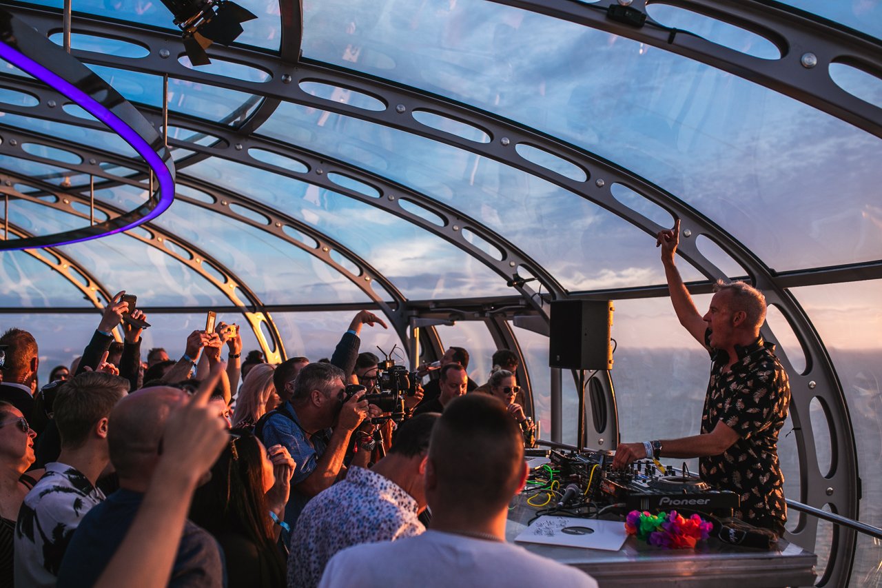A DJ performing in the Brighton i360 Pod