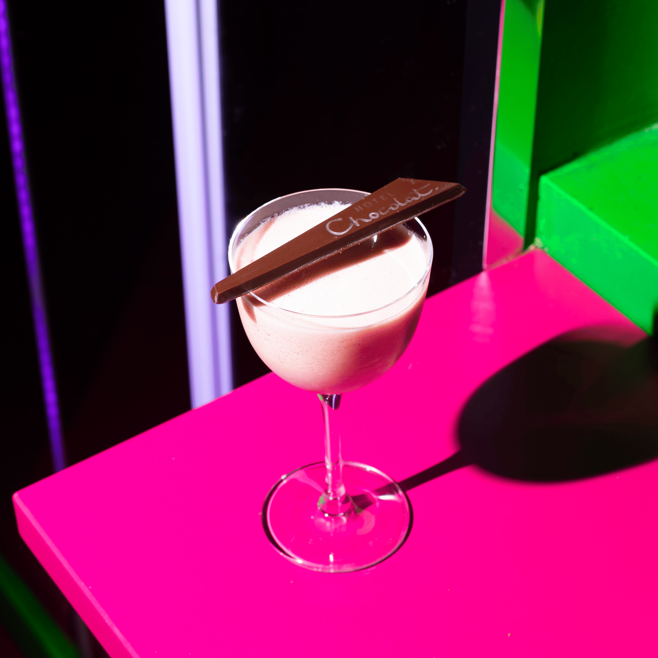 A Rasp-bunny Martini with a Hotel Chocolat chocolate garnish