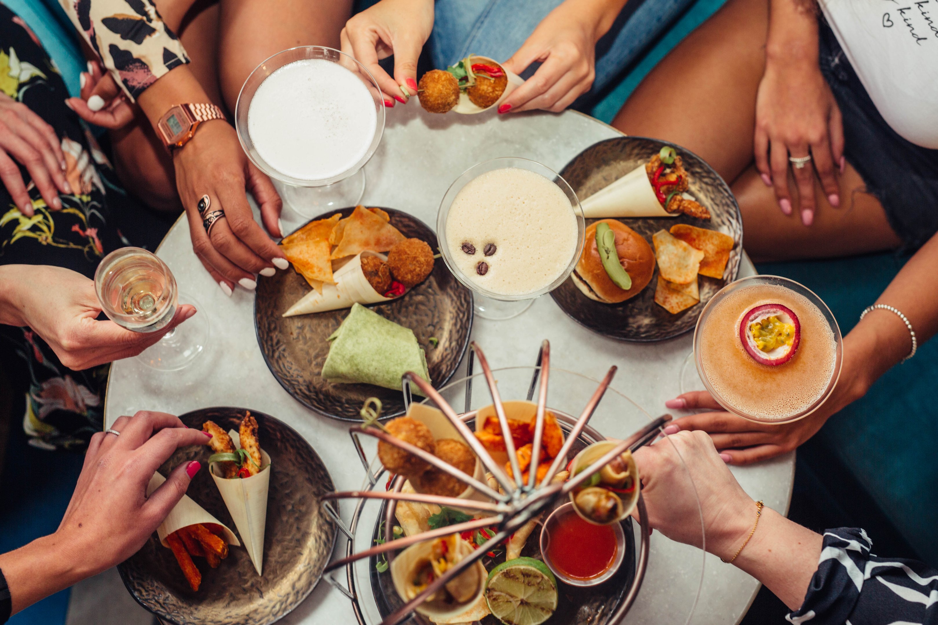 Brunch top down, Espresso, Passion, French, Prosecco.