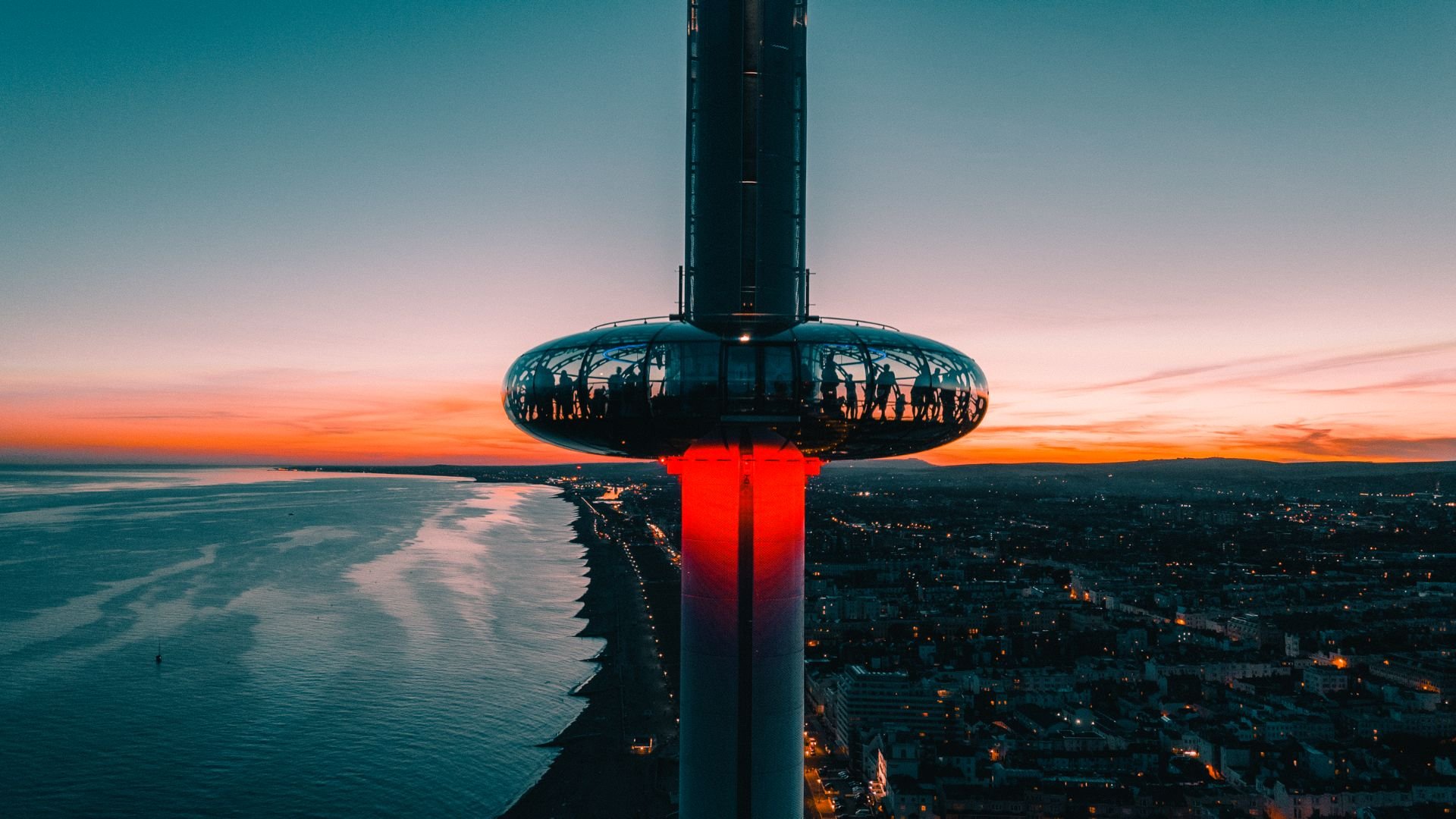 pod with sunset background