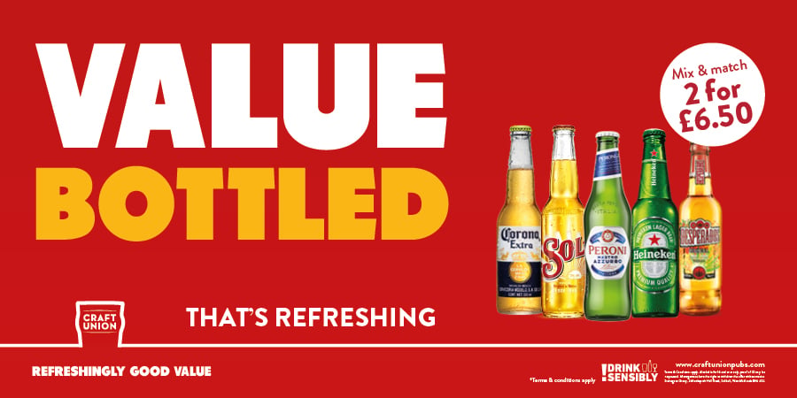 Mix and match 2 bottles of lager for £6.50