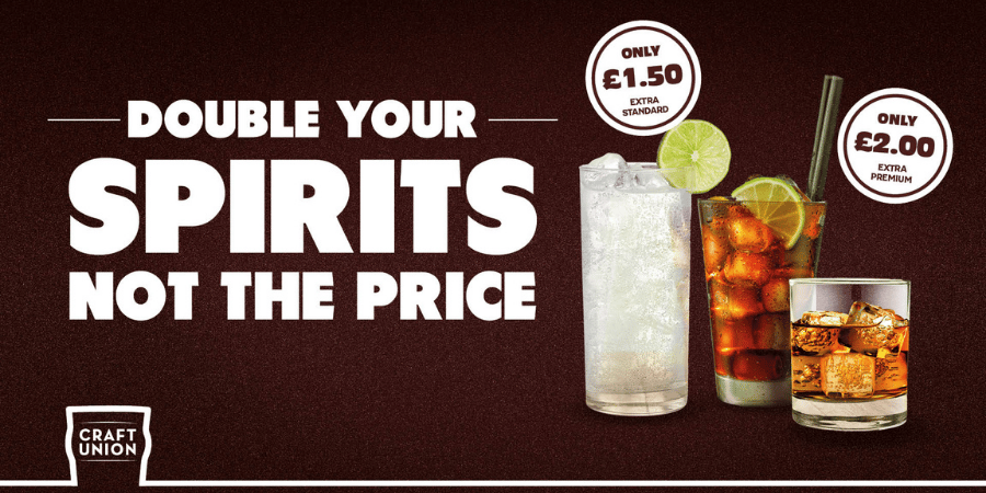 Double up on your spirits from £1.50