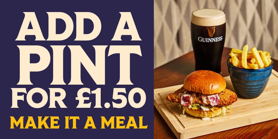 Meal and a drink - add a pint for £1.50